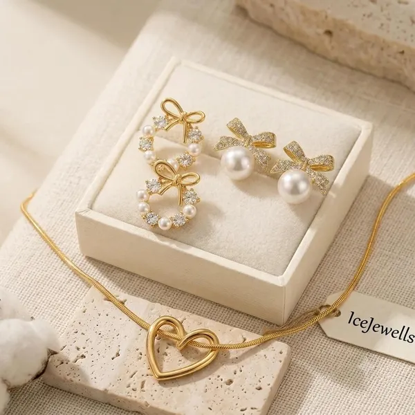 Pearl_Bow_Necklace_And_Earrings_Set