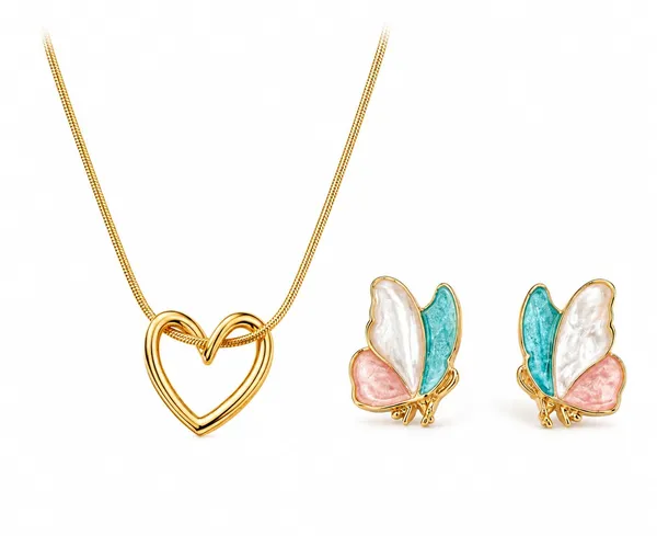 Heart_Pendant_Necklace_And_Butterfly_Stud_Earrings_Set