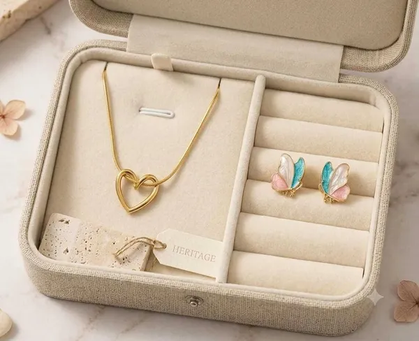 Heart_Pendant_Necklace_And_Butterfly_Stud_Earrings_Set