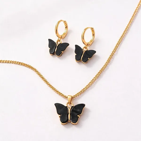 Butterfly_Pendant_Necklace_And_Hoop_Earrings_Set