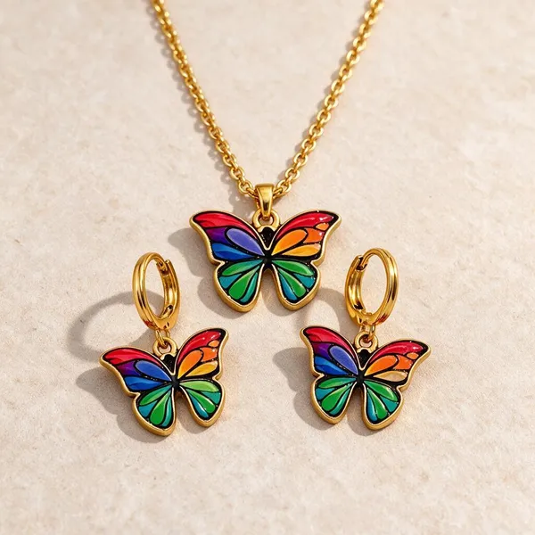 Stainless_Steel_Pendant_Necklace_And_Earrings_Set
