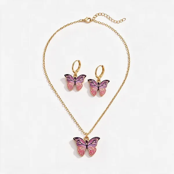 Stainless_Steel_Pendant_Necklace_And_Earrings_Set_For_Women