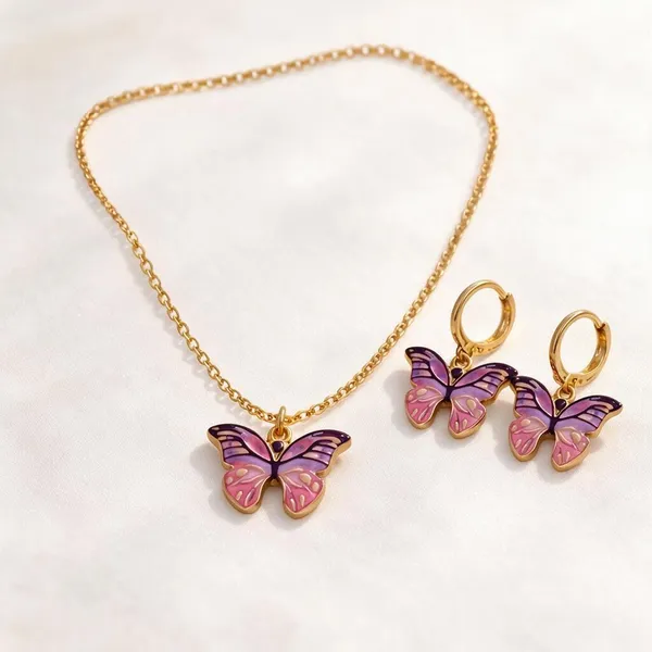 Stainless_Steel_Pendant_Necklace_And_Earrings_Set_For_Women
