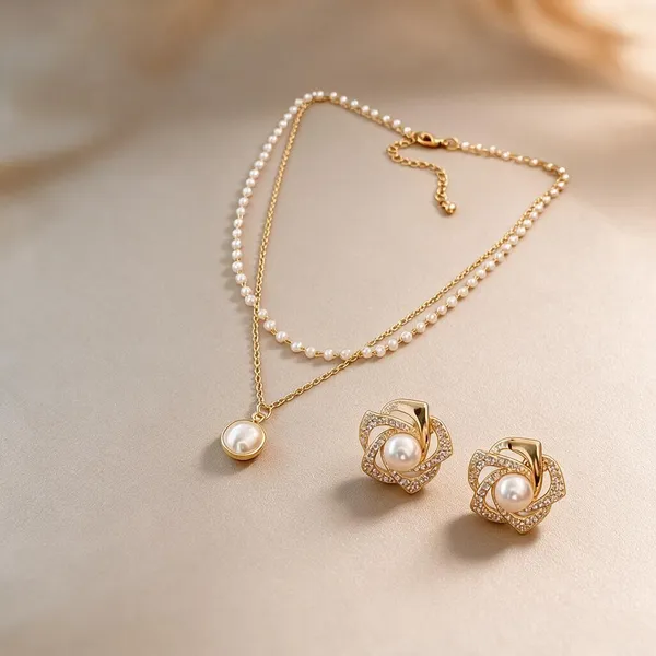 Pearl_Pendant_Necklace_And_Earrings_Set