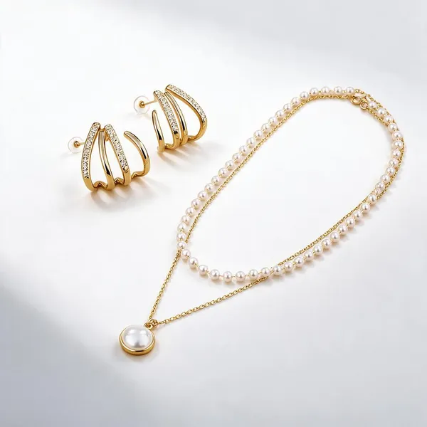 Pearl_Bow_Necklace_And_Earrings_Set_Set_Of_2