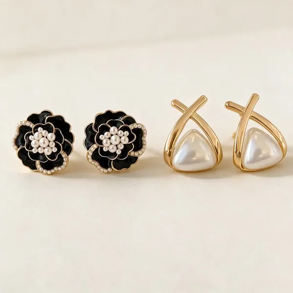 Pearl_Stud_And_Geometric_Drop_Earrings_Combo_Set_Set_Of_2