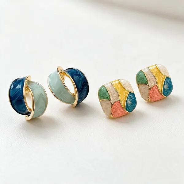 Enamel_Stud_And_Hoop_Earrings_Set_Set_Of_2