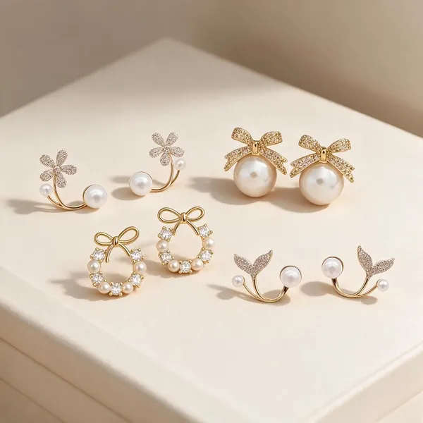 Pearl_Bow_Stud_Earrings_Set_Of_4
