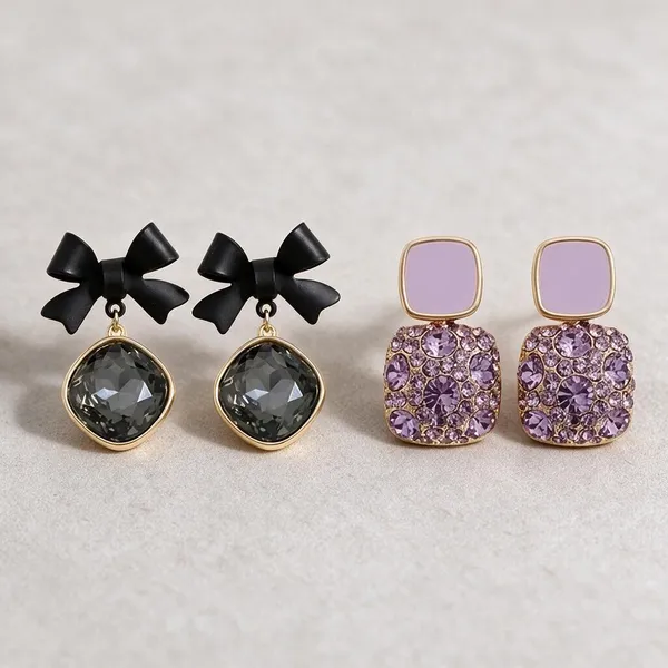 Bow_Crystal_Drop_Earrings_For_Women_Set_Of_2