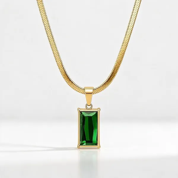 Emerald_Cut_Pendant_Snake_Chain_Necklace