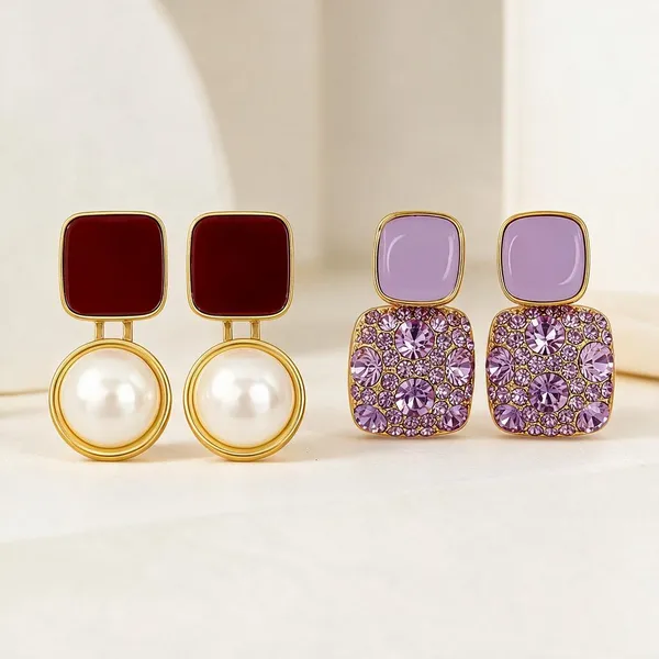 Square_Stud_And_Pearl_Drop_Earrings_Set_Of_2