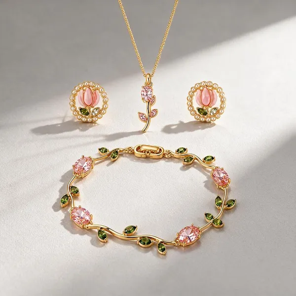 Floral_Necklace_Earrings_Bracelet_Jewellery_Set_Set_Of_2