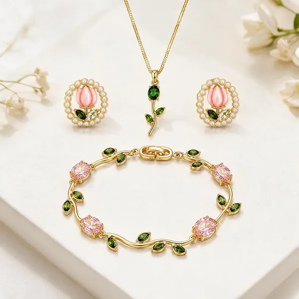 Women_S_Floral_Necklace_Earrings_And_Bracelet_Jewelry_Set_Set_Of_2