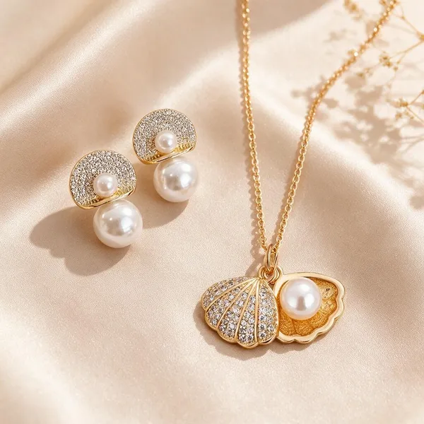 Women_S_Seashell_Alloy_Necklace_And_Earrings_Set