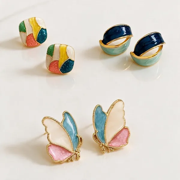 Enamel_Square_Earring_Set_Set_Of_3
