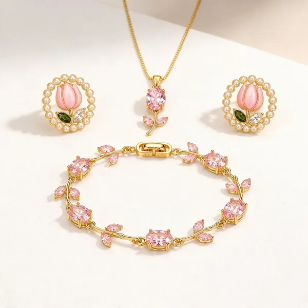 Women_S_Floral_Necklace_Earrings_Bracelet_Jewelry_Set_Set_Of_3