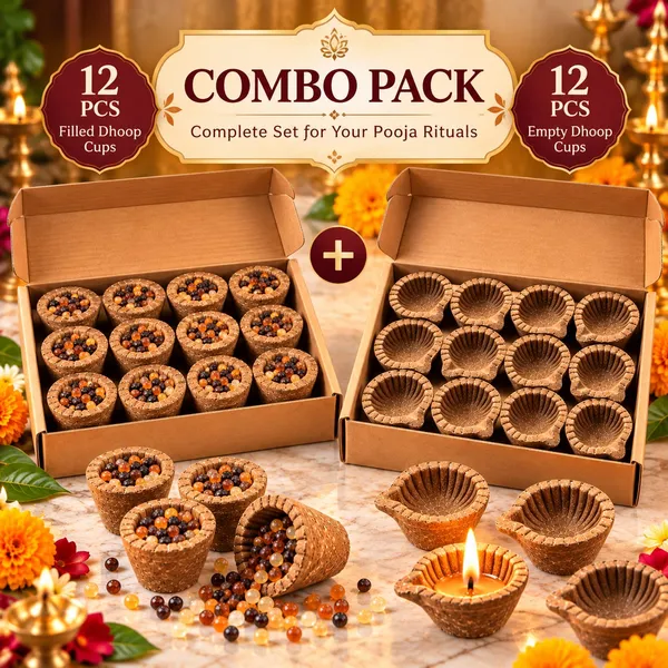 GRAVITEEE_Panchagavya_Dhoop_Cups_&_Cow_Dung_Diyas_Combo_Pack