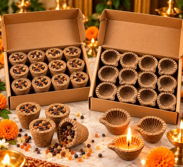 GRAVITEEE_Panchagavya_Dhoop_Cups_&_Cow_Dung_Diyas_Combo_Pack