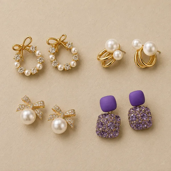 Women_S_Crystal_Pearl_Stud_Earrings_Set_Of_4