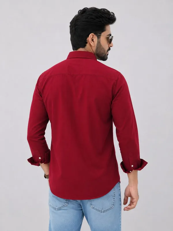 Maroon_Cotton_Regular_Fit_Solid_Shirt_For_Men