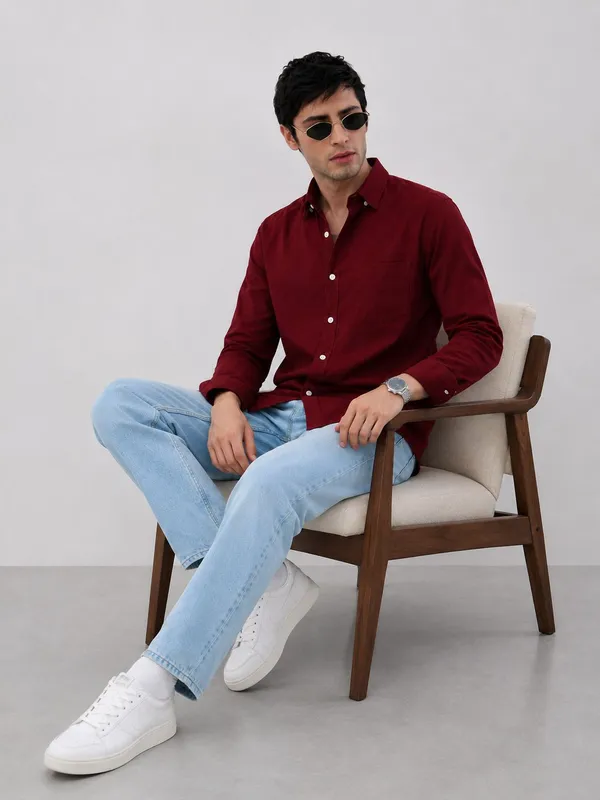 Netto_Uomo_Men_Solid_Casual_Brown_Shirt