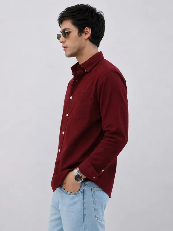 Netto_Uomo_Men_Solid_Casual_Brown_Shirt