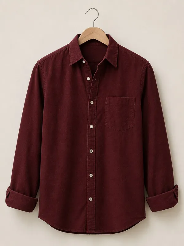 Netto_Uomo_Men_Solid_Casual_Burgundy_Shirt
