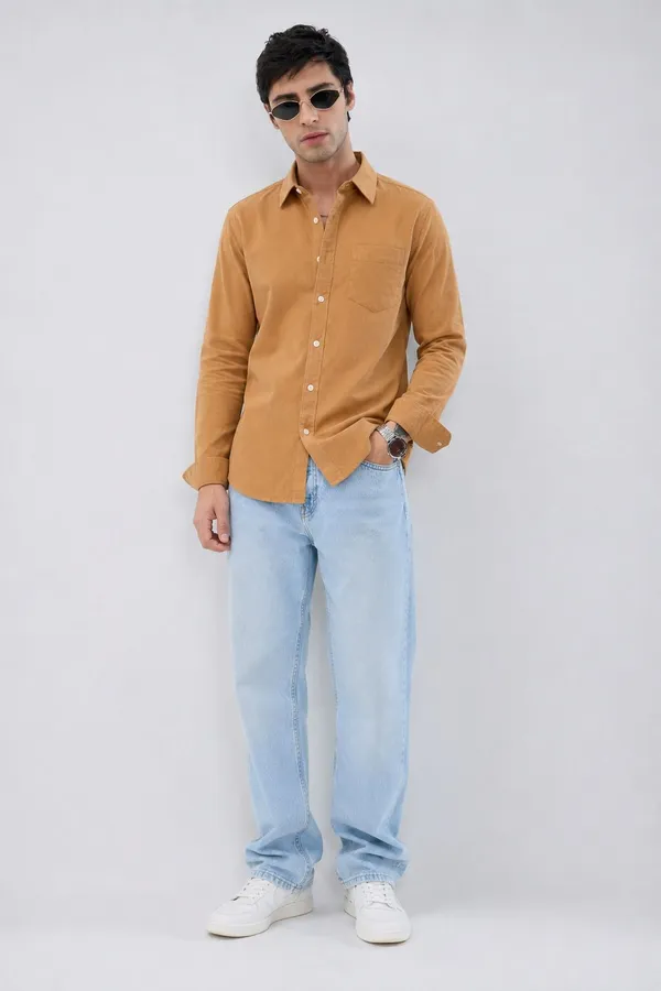 Khaki_Cotton_Regular_Fit_Solid_Shirt_For_Men