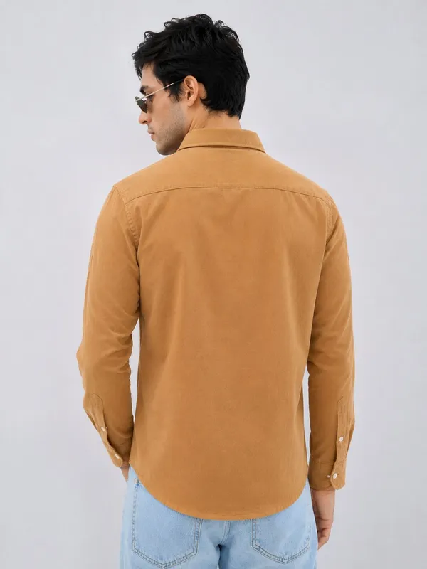 Khaki_Cotton_Regular_Fit_Solid_Shirt_For_Men