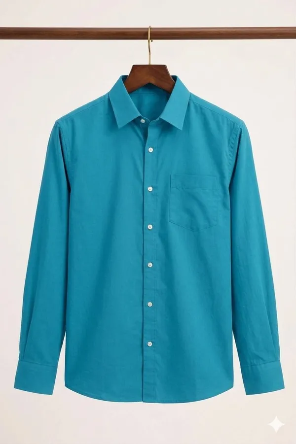 Netto_Uomo_Men_Solid_Casual_Ocean_Blue_Shirt