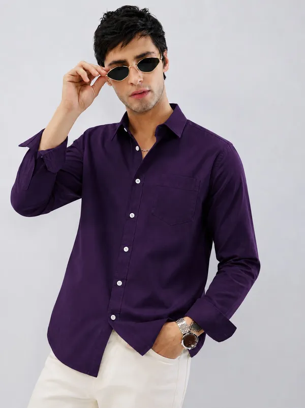 Purple_Cotton_Regular_Fit_Solid_Shirt_For_Men