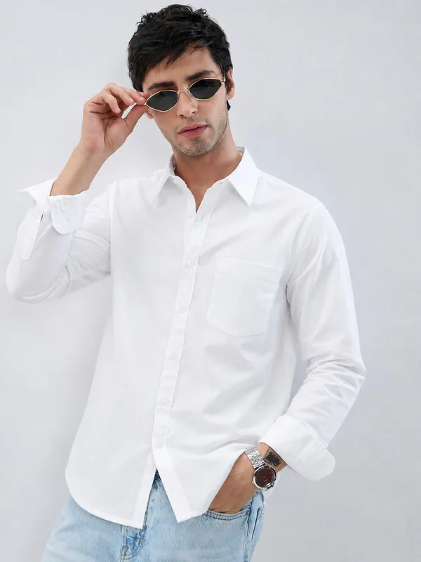 Netto_Uomo_Men_Solid_Casual_White_Shirt