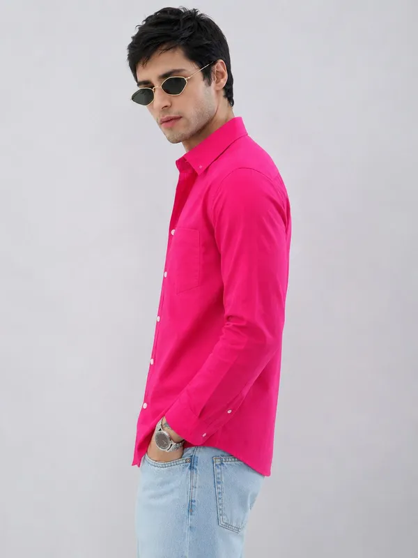 Rose_Pink_Cotton_Regular_Fit_Solid_Shirt_For_Men