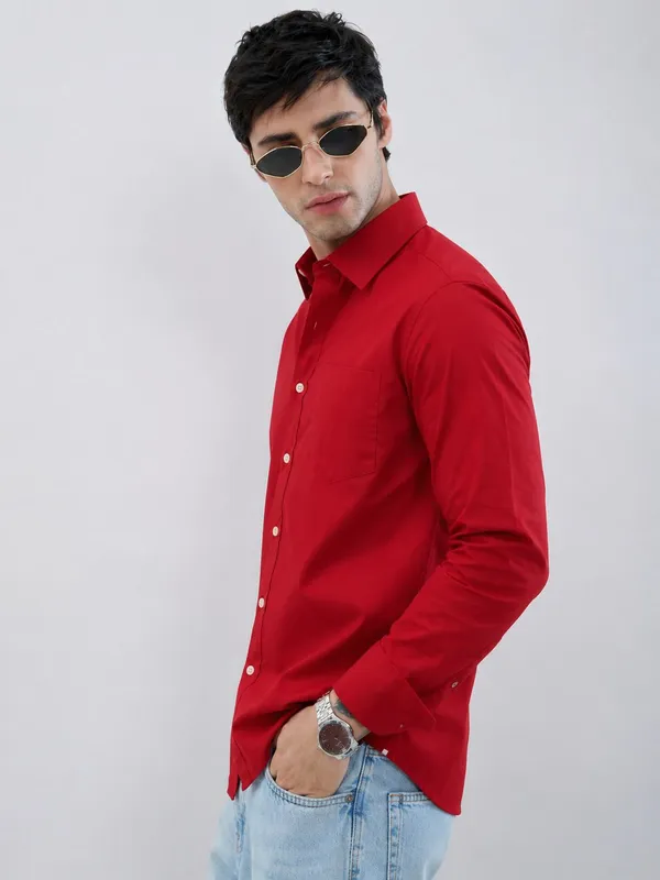 Red_Cotton_Regular_Fit_Solid_Shirt_For_Men