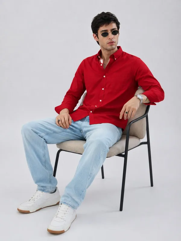 Red_Cotton_Regular_Fit_Solid_Shirt_For_Men
