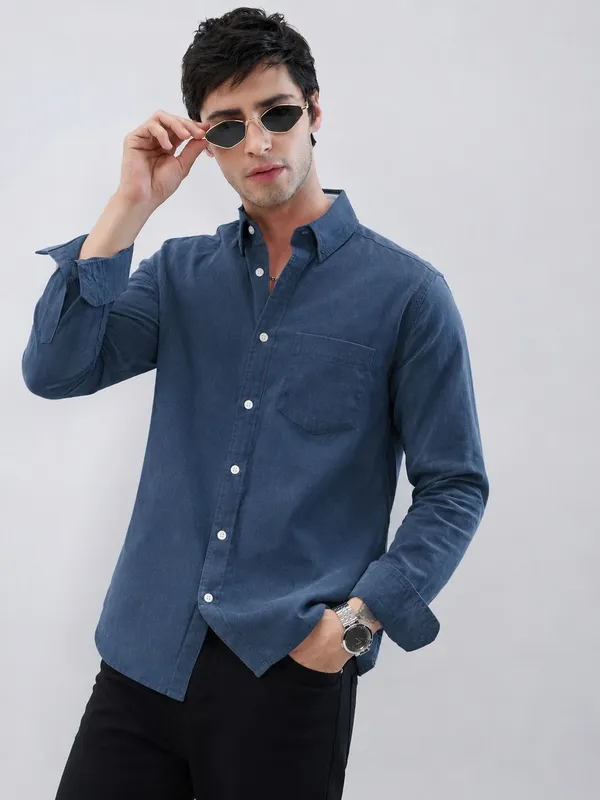 Netto_Uomo_Men_Solid_Casual_Grey_Melange_Shirt