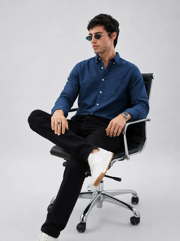Netto_Uomo_Men_Solid_Casual_Grey_Melange_Shirt