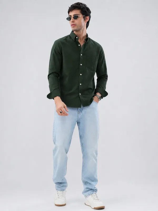 Green_Cotton_Regular_Fit_Solid_Shirt_For_Men