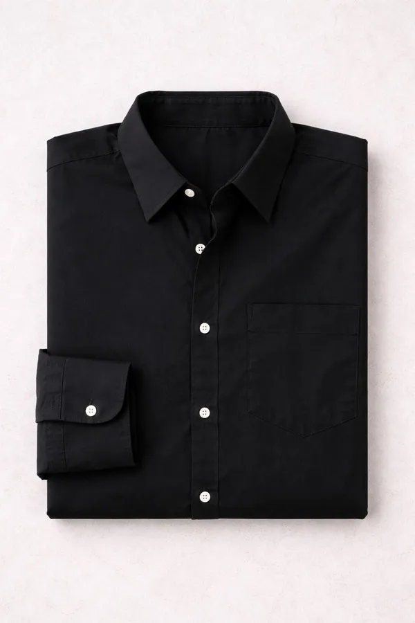 Netto_Uomo_Men_Solid_Casual_Black_Shirt