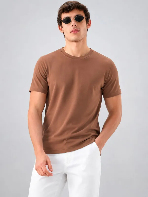 Brown_Cotton_Regular_Fit_Solid_T_Shirt_For_Men