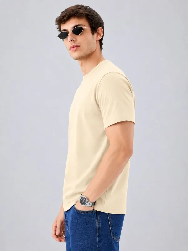 Beige_Cotton_Regular_Fit_Solid_T_Shirt_For_Men