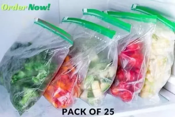 Utsav_Reusable_Ziplock_Bags_Green_Seal__Pack_Of_25_Plastic_Storage_Pouch_(Pack_Of_25)