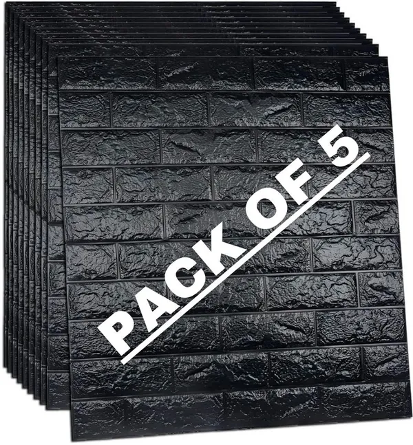 Utsav_70_Cm_X_5_Cm_Waterproof_Abstract_Vinyl_Wallpaper_(Black,_Pack_Of_5)