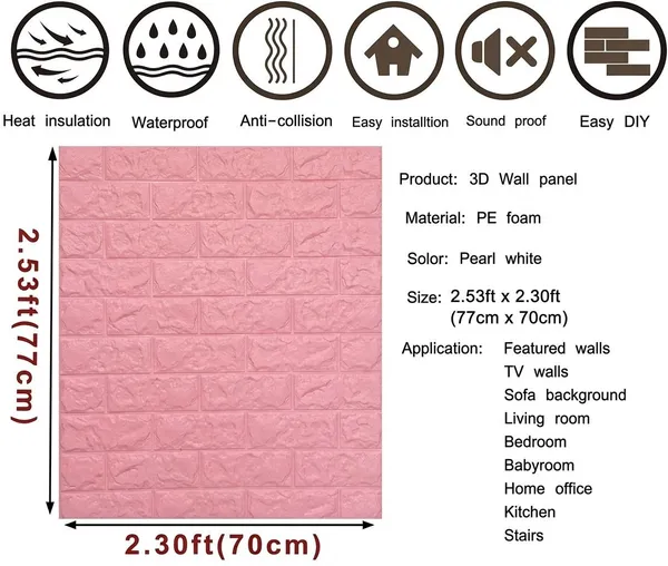 Utsav_70_Cm_X_5_Cm_Waterproof_Abstract_Vinyl_Wallpaper_(Pink,_Pack_Of_15)