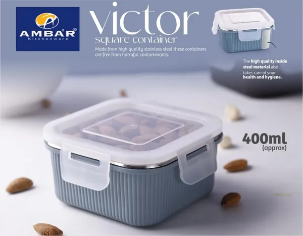 Amba_R_Kitchenware_Square_Stainless_Steel_Lunch_Tiffin_Box_Premium_Dry_Fruit_Container_Compact_400ml_Storage_Solution