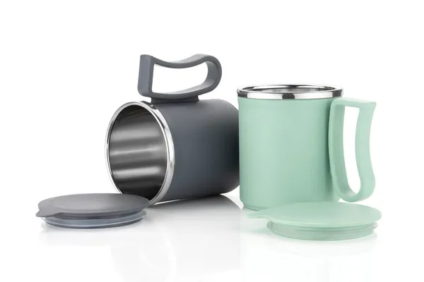 Stainless_Steel_Green_And_Grey_Solid_Lidded_Mug_Set_Of_2