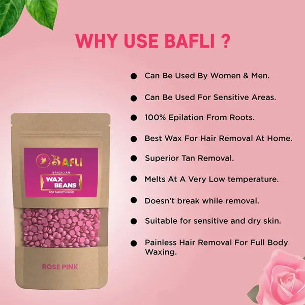 Bafli_Hair_Removal_Brazilian_Hard_Wax_Beans_ROSE_PINK(100_gram)|CHARCOAL(100_gram)_Wax_(200_g,_Set_of_2)
