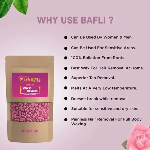 Bafli_Hair_Removal_Brazilian_Hard_Wax_Beans,ROSE_PINK_100gram,WHITE_CHOCOLATE_100gram_Wax_(200_g,_Set_of_2)