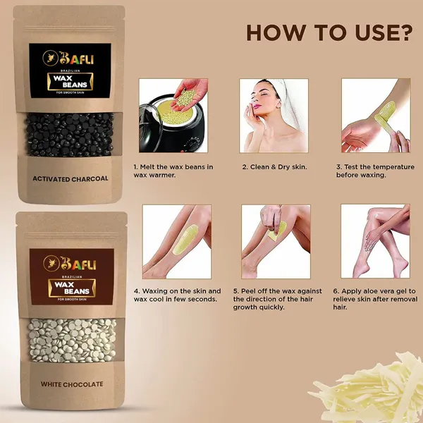 Bafli_Hair_Removal_Brazilian_Hard_Wax_Beans|charcoal100gm|WHITEchocolate_100gm|_200_gm_Wax_(200_g,_Set_of_2)