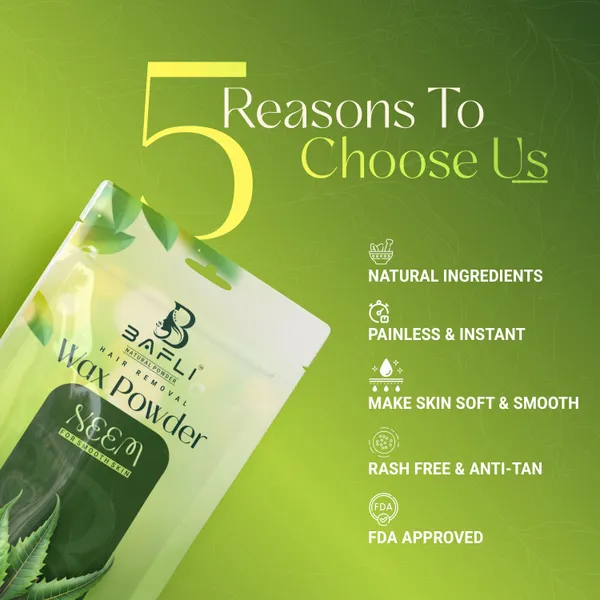 Bafli_Hair_removal_herbal_wax_powder_for_body_and_bikini_and_face_|NEEM_Powder_(100_g)